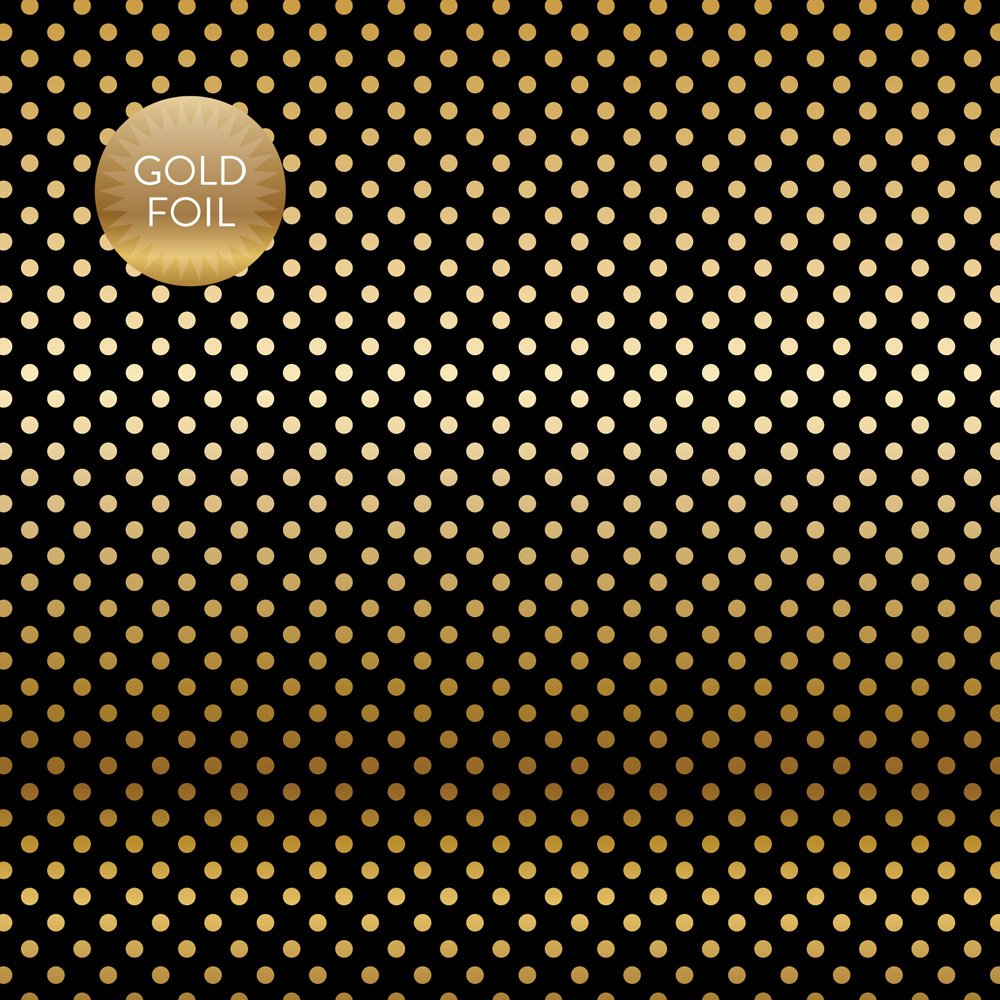BLACK GOLD FOIL DOT 12x12 Dots & Stripes Cardstock The 12x12