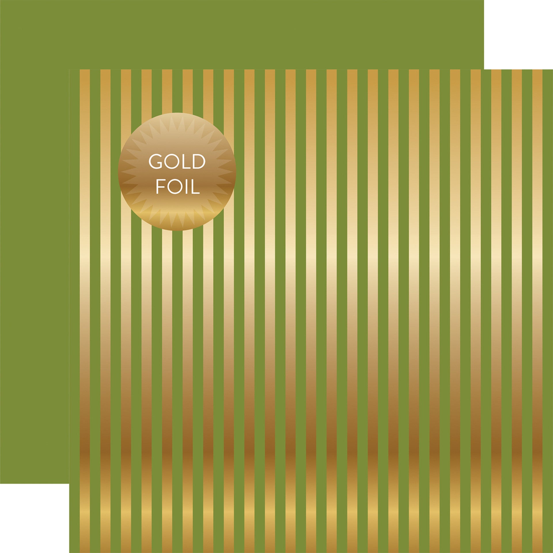 GOLD FOIL STRIPE OLIVE GREEN 12x12 Dots & Stripes Cardstock The