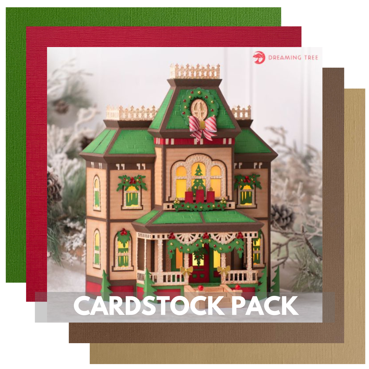 DREAMING TREE MOTHER BATES CHRISTMAS HOUSE CARDSTOCK KIT - 32 Sheets - 12x12 Cardstock Shop