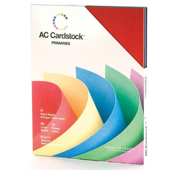 PRIMARIES Cardstock Pack - 60 sheets - 4 sheets each of 15 colors - from American Crafts