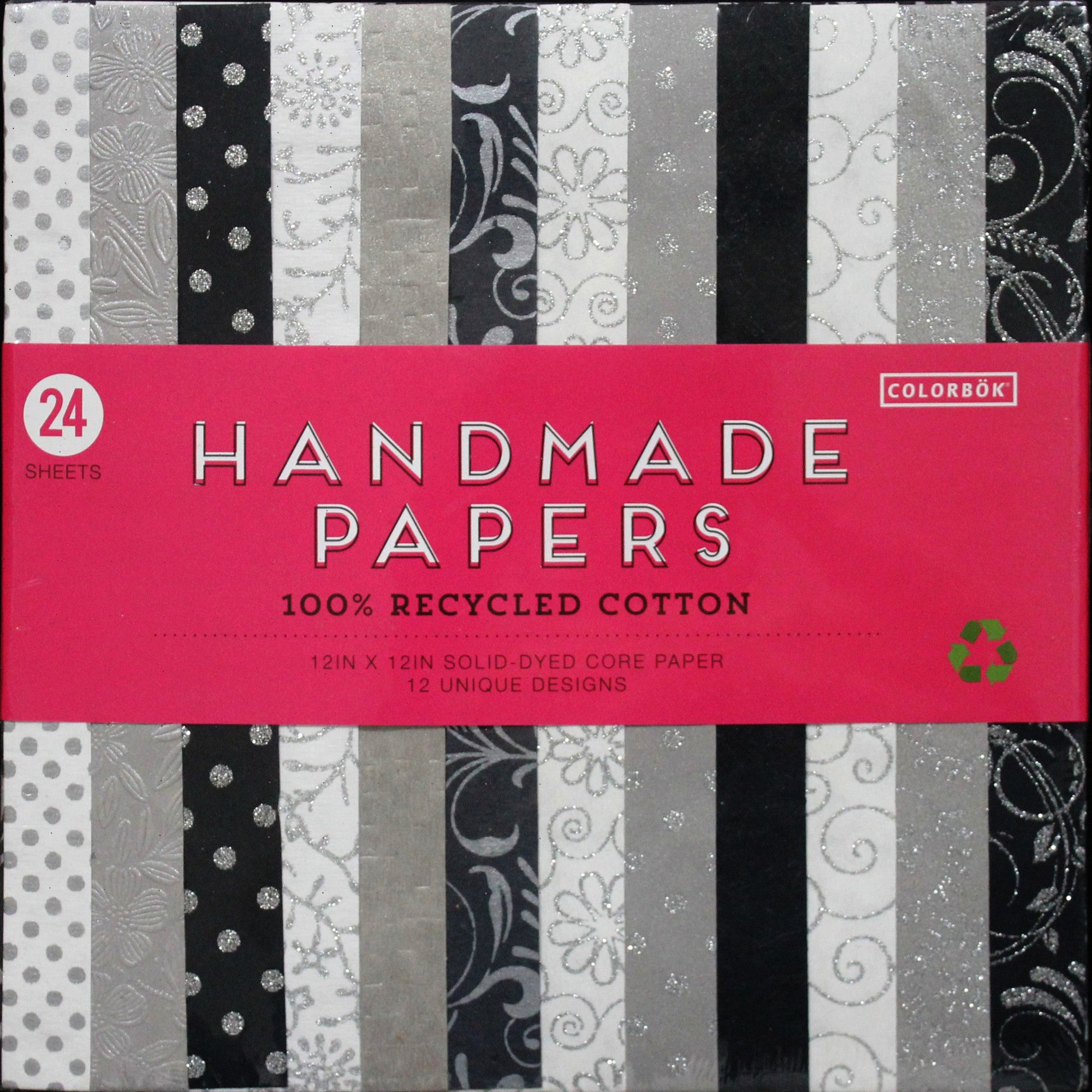 BLACK & WHITE Handmade Patterned Papers 12x12 24 Sheets ColorBök