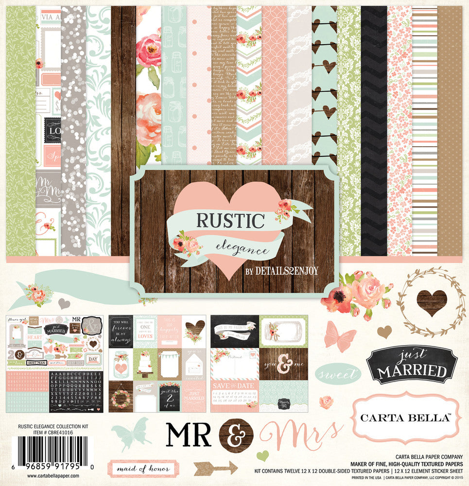 Bride To Be Wedding Scrapbook Papers and Stickers Set 12x12