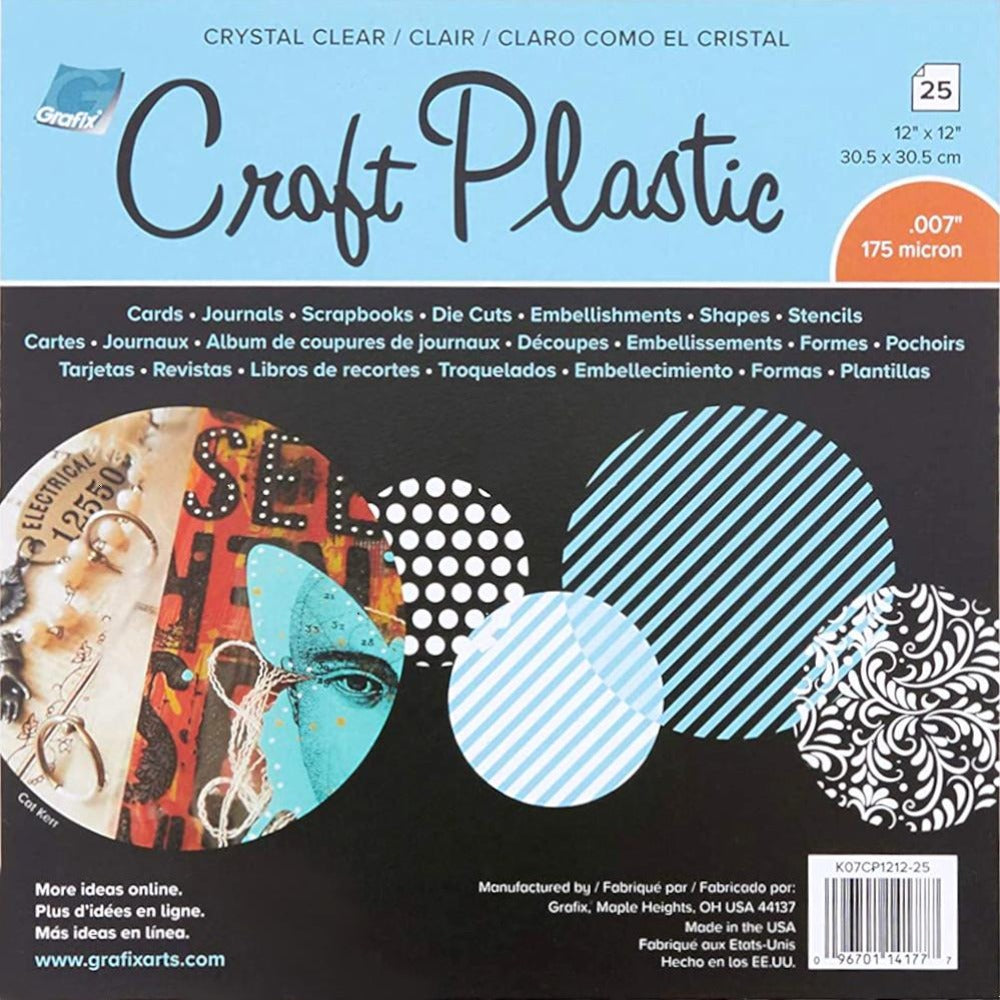 Grafix Craft Plastic Sheets 12x12 25-pkg-clear .007
