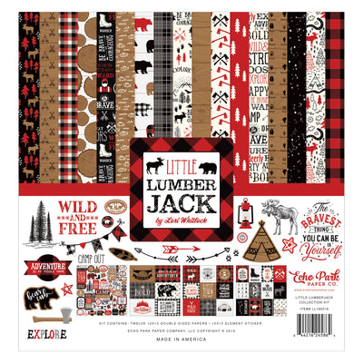 Little Lumberjack Paper Craft Collection Kit with 12 double-sided cardstock sheets in Lumberjack theme