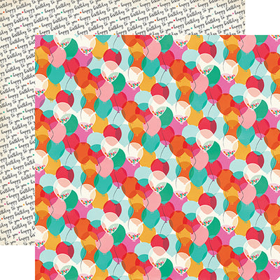"One Year Older" 12x12 double-sided designer cardstock is part of PARTY TIME collection kit by Echo Park Paper Co.
