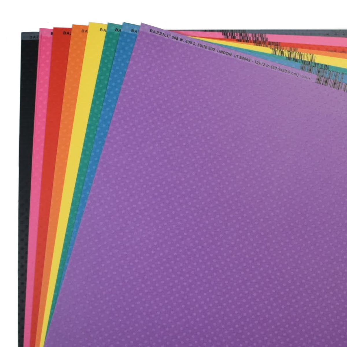 Bazzill Dotted Swiss Primaries Pack has eight bright colors of embossed dot, 12x12 cardstock