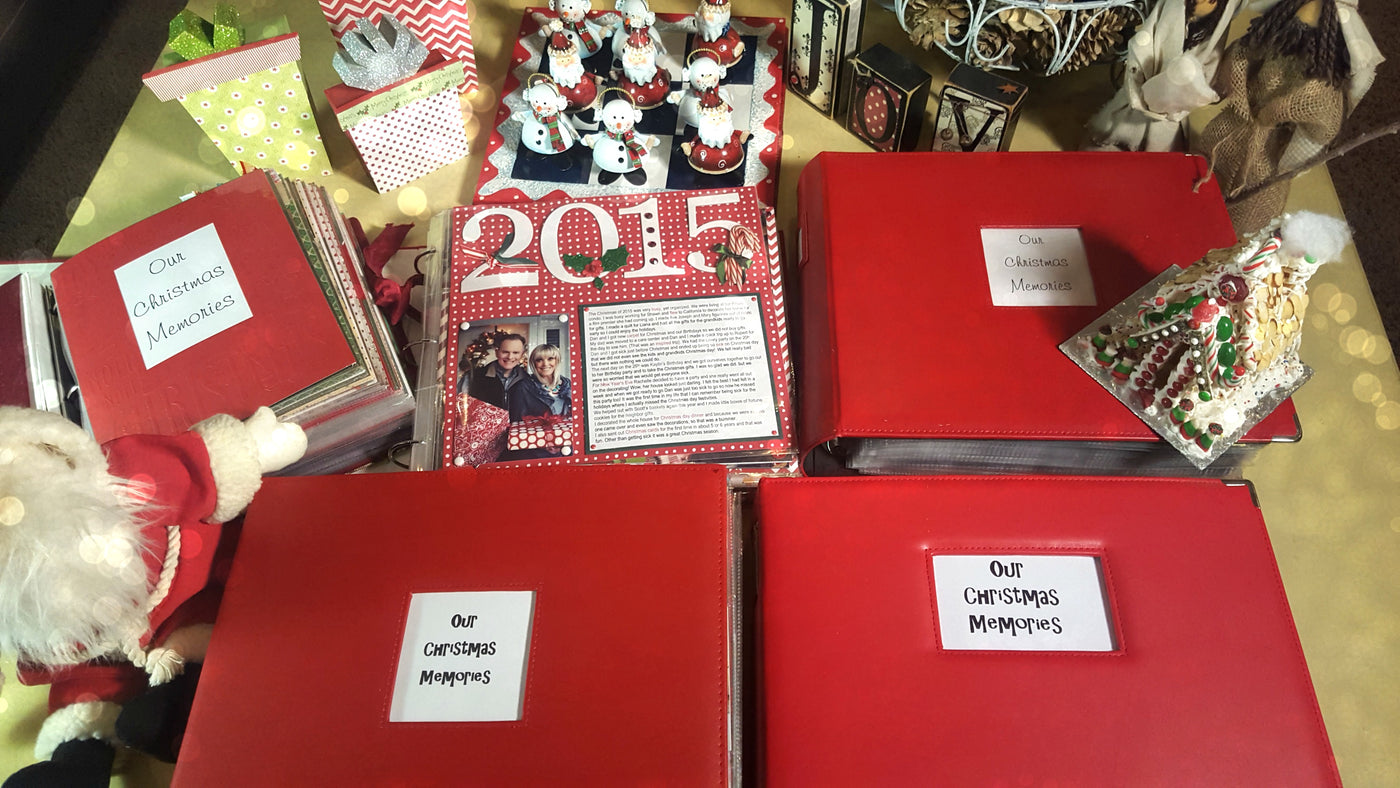 12x12 Vinyl Christmas Scrapbook albums using 12x12 cardstock and page protectors 