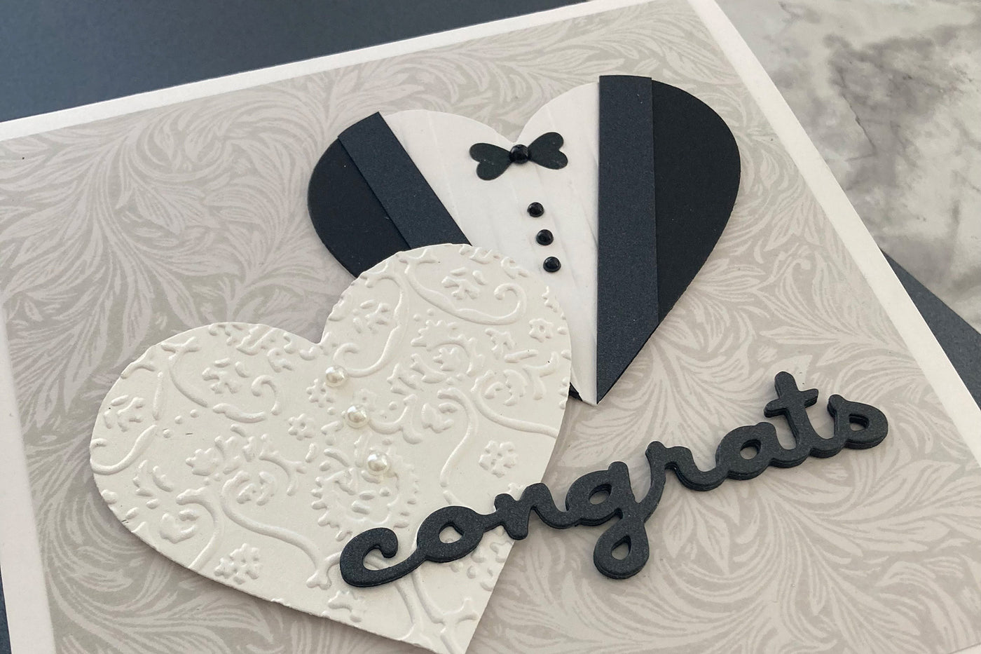 Handmade Wedding Card Idea Using Heart Dies