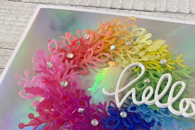 Rainbow Colored Vellum Wreath Card