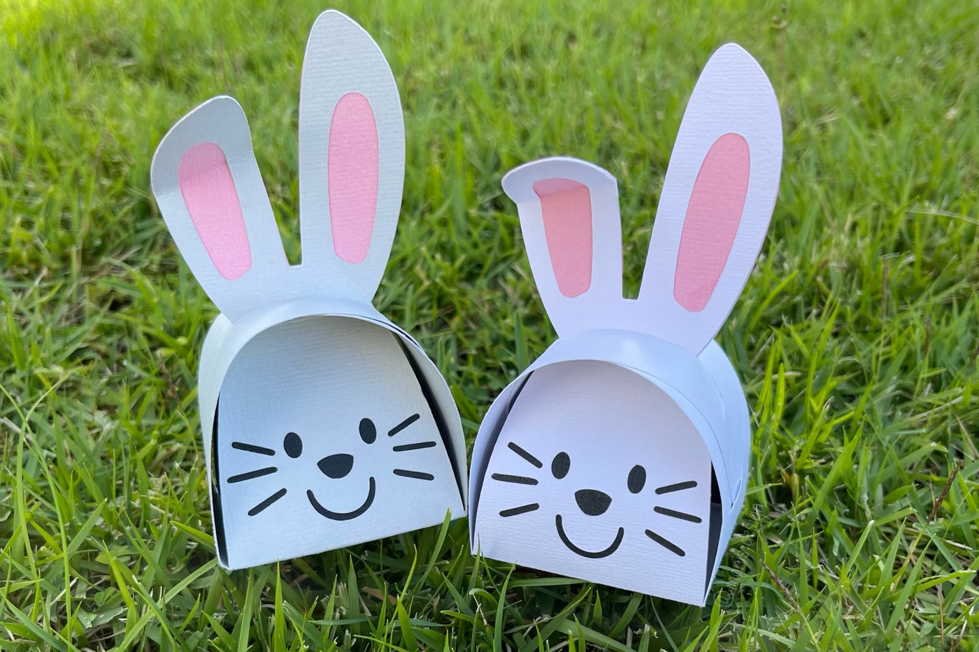 Easter Bunny Paper Craft Boxes in Grass