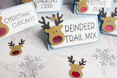 Reindeer Face Christmas Table Tent Cards