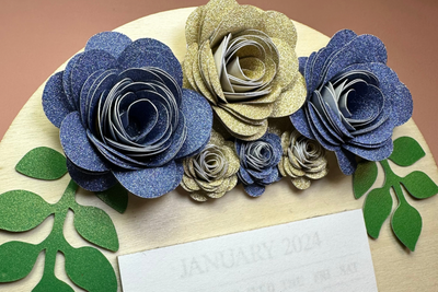 Rolled Glitter Paper Flowers Calendar Decor