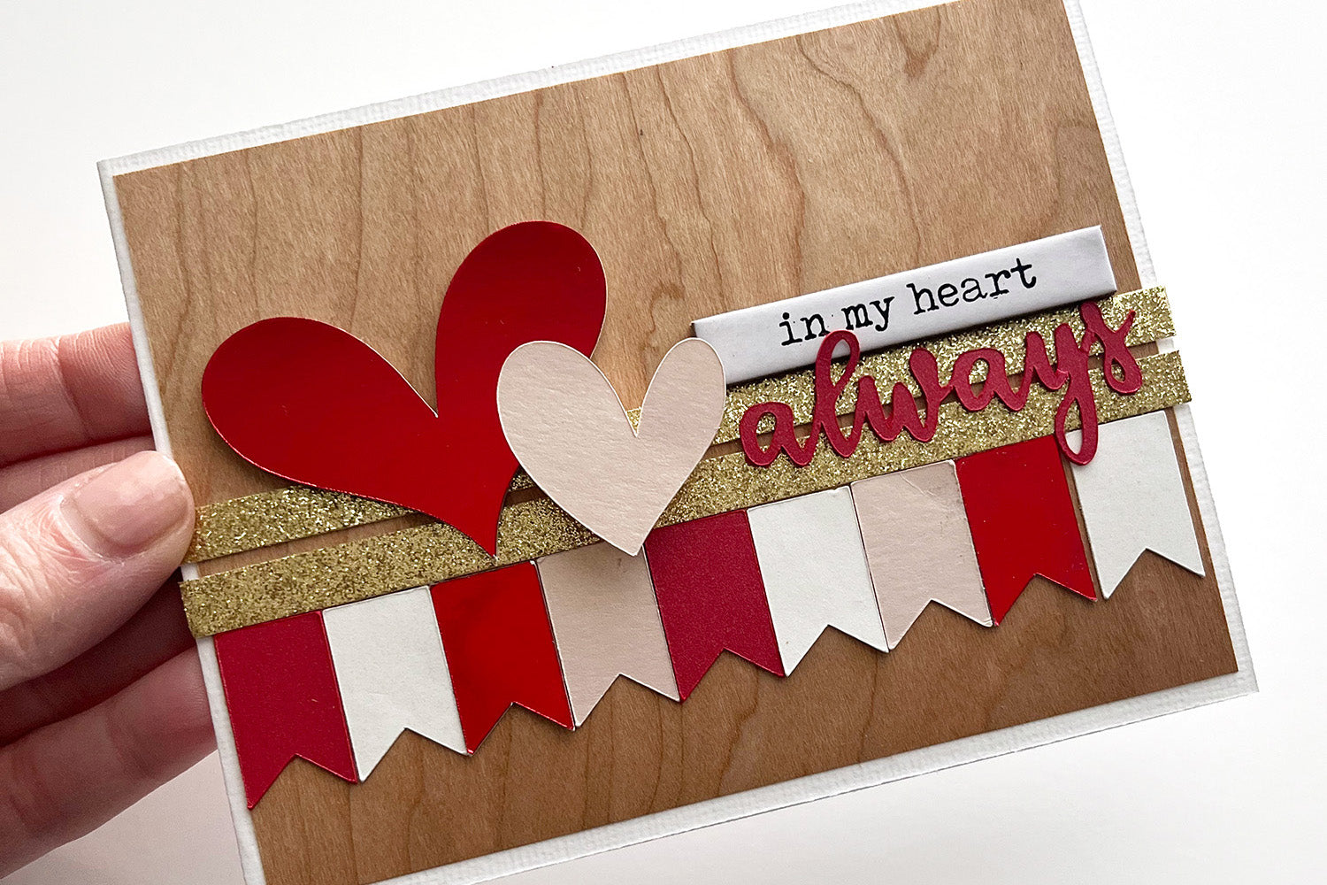 handmade card using timberluxe wood grain cardstock
