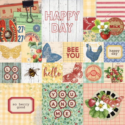 SIMPLE VINTAGE BERRY FIELDS 2X2/3X4 ELEMENTS - 12x12 Double-Sided Patterned Paper - Simple Stories
