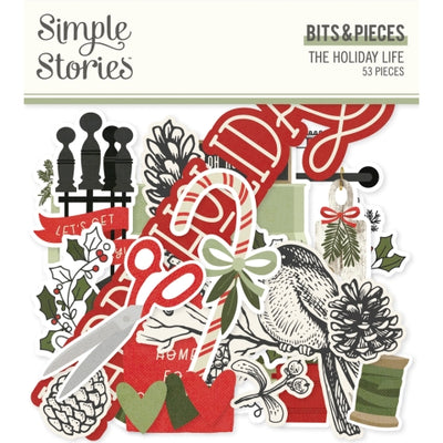 The Holiday Life - Journal Bits Die Cut Cardstock Pack includes 54 die-cut shapes ready to embellish any project. 