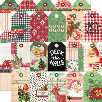 (Side A - beautiful collage-style Christmas tags with images and phrases, Side B - blank tags with collage-style toppers and room for journaling) - Simple Stories