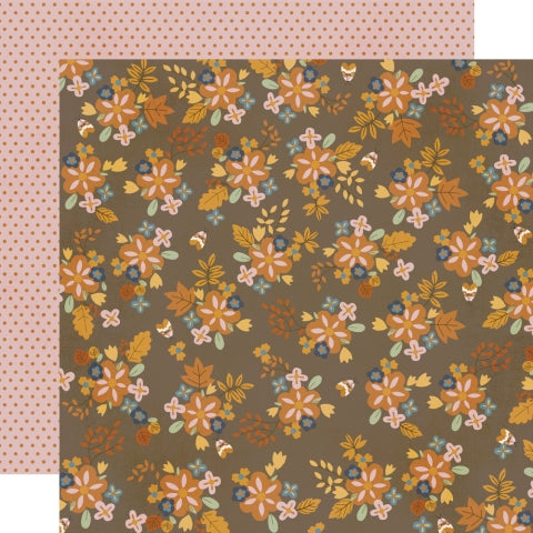 (Side A - orange fall flowers on a brown background, Side B - orange dots on a pink background) Archival quality, acid-free.