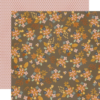 (Side A - orange fall flowers on a brown background, Side B - orange dots on a pink background) Archival quality, acid-free.