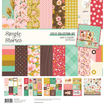 What's Cookin' is a lovely collection from Simple Stories featuring life in the kitchen, offering journaling cards, florals, polka-dots, hearts, and more.