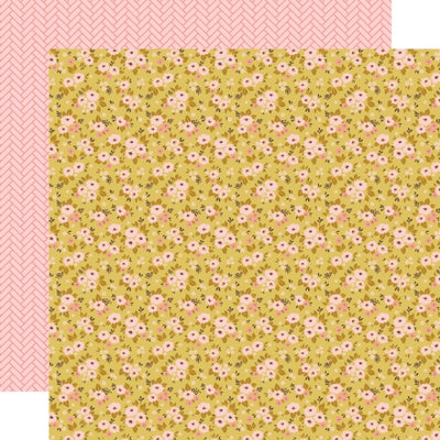 (Side A - beautiful pink flowers with other little flowers on a yellow background; Side B - pink background with a darker pink chevron pattern) Archival quality, acid-free.
