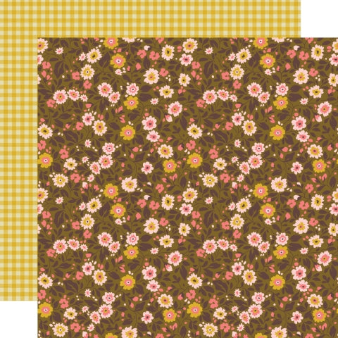 (Side A - little pink, yellow, and white flowers on a brown background; Side B -yellow gingham). It is of Archival quality and acid-free.