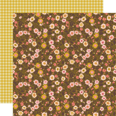 (Side A - little pink, yellow, and white flowers on a brown background; Side B -yellow gingham). It is of Archival quality and acid-free.