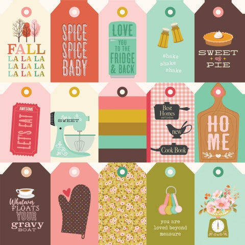 WHAT'S COOKIN' TAG ELEMENTS - 12x12 Double-Sided Patterned Paper - Simple Stories