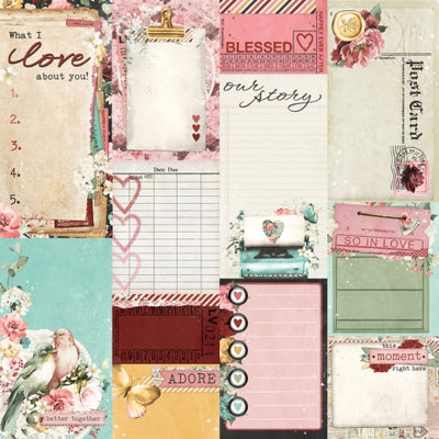 SIMPLE VINTAGE LOVE STORY JOURNAL ELEMENTS - 12x12 Double-Sided Patterned Paper - Simple Stories