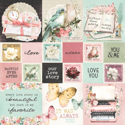 SIMPLE VINTAGE LOVE STORY 2X2/4X4 ELEMENTS - 12x12 Double-Sided Patterned Paper - Simple Stories