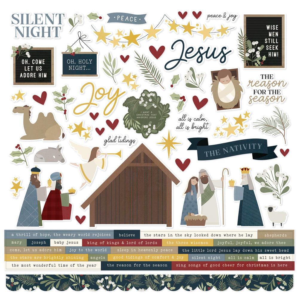 Collection of Christmas-themed illustrations and text on a white background