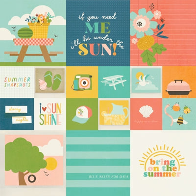 SUMMER SNAPSHOTS 2X2/4X4 ELEMENTS - 12x12 Double-Sided Patterned Paper - Simple Stories