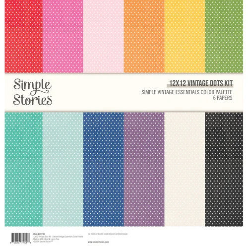 A collection of beautiful dotted swiss papers. Six sheets of double-sided 12x12 Designer Cardstock 65 lb Accent Opaque Cardstock Smooth surface Printed on two sides Acid & lignin free Made in the USA Simple Stories 