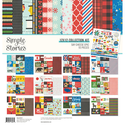 Say Cheese Epic Collection Kit includes 12 sheets of double-sided 12x12 Designer Cardstock, including cut apart Journal, Tags, and Element Sheets, and a 12x12 Cardstock Sticker Sheet (81).