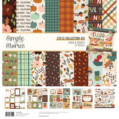 The Simple Stories Donuts & Cider Collection Kit is a delightful assortment of paper crafting essentials designed to capture the essence of autumn. With its vibrant colors, charming patterns, and whimsical icons inspired by harvest season, this kit offers everything you need to create beautiful, themed projects.