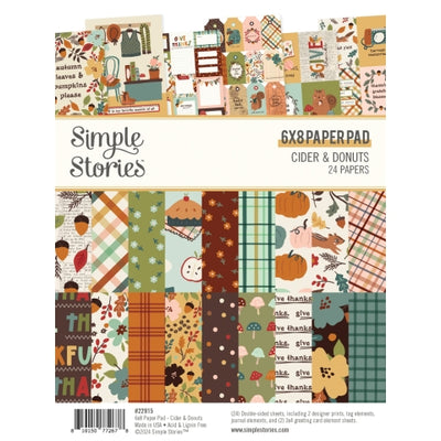 Simple Stories 6x8 paper pad with autumn-themed designs on a white background