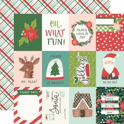 Collection of Christmas-themed cards with various designs and text, Christmas plaid on the reverse.