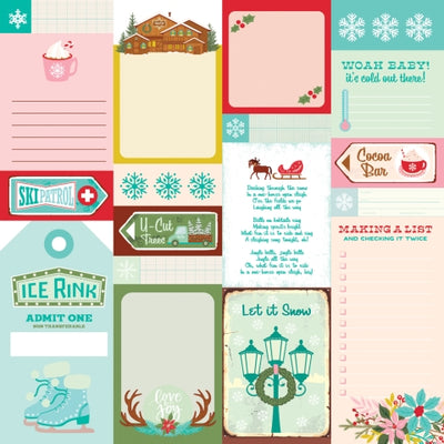SNOW PINE LOGE JOURNAL ELEMENTS - 12x12 Double-Sided Patterned Paper - Simple Stories