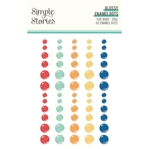 Colorful glossy enamel dots by Simple Stories on a white background