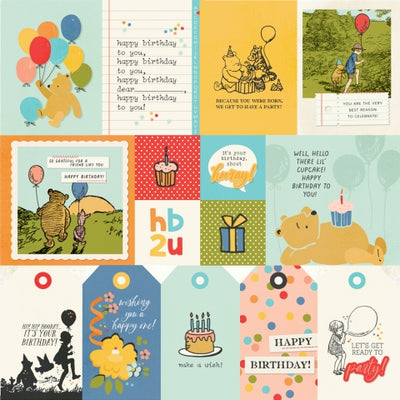 SAY CHEESE CLASSIC POOH BIRTHDAY ELEMENTS - 12x12 Double-Sided Patterned Paper - Simple Stories