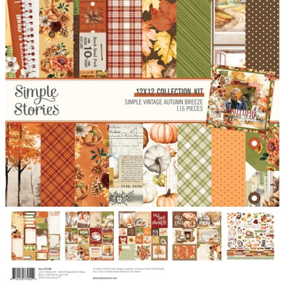 The Simple Stories Simple Vintage Autumn Breeze Collection Kit is a delightful assortment of paper crafting essentials designed to capture the essence of autumn. With its vibrant colors, charming patterns, and whimsical icons inspired by harvest season, this kit offers everything you need to create beautiful, themed projects.