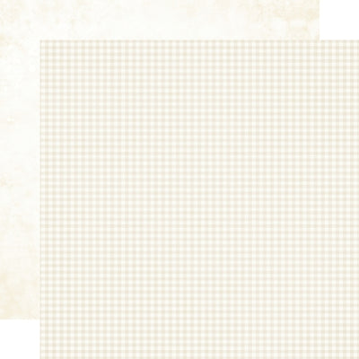 (Side A - small light cream gingham, Side B - a subtle, distressed or textured background in off-white or very light cream, resembling aged paper)