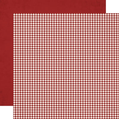 (Side A - small dark red gingham, Side B - a subtle, distressed or textured background in dark red, resembling aged paper)