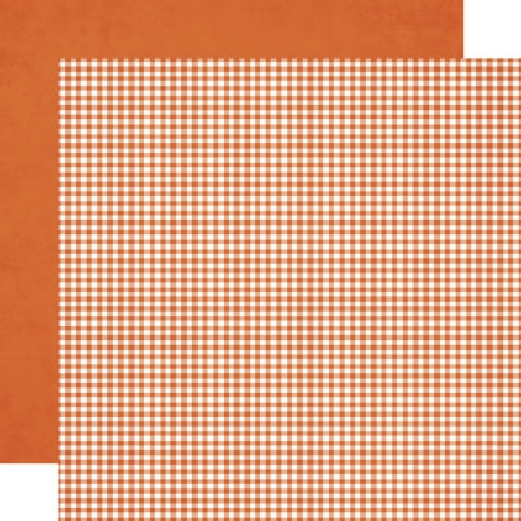 (Side A - small orange gingham, Side B - a subtle, distressed or textured background in orange, resembling aged paper)