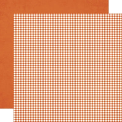(Side A - small orange gingham, Side B - a subtle, distressed or textured background in orange, resembling aged paper)