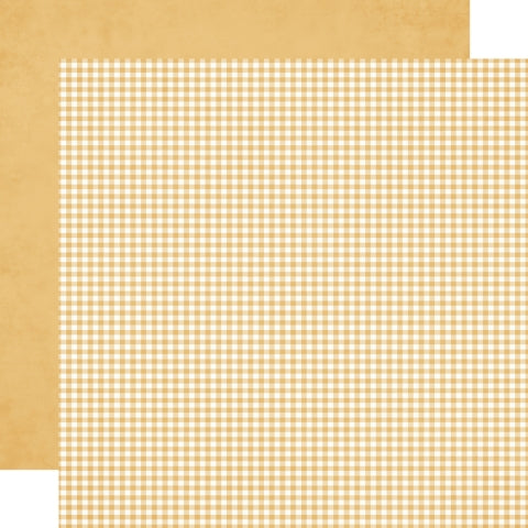 12x12 double-sided pattern paper. (Side A - light orange gingham, Side B - light orange solid reverse) - Simple Stories