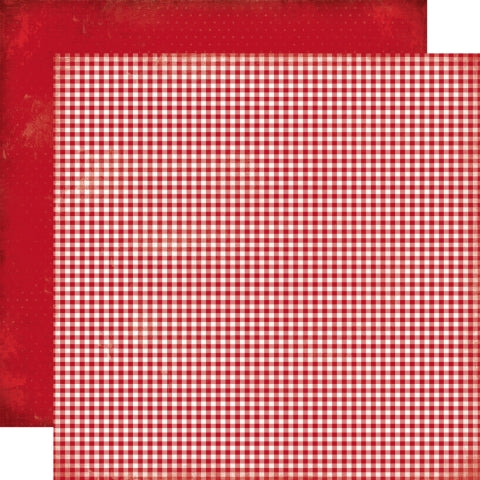 Red and white checkered pattern with a distressed red background reverse.