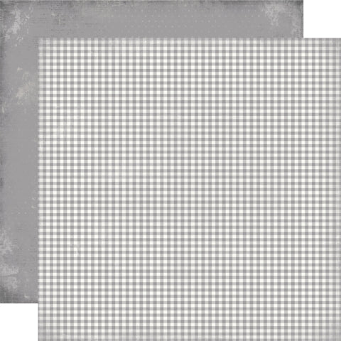 Checkered pattern with a distressed gray background reverse.
