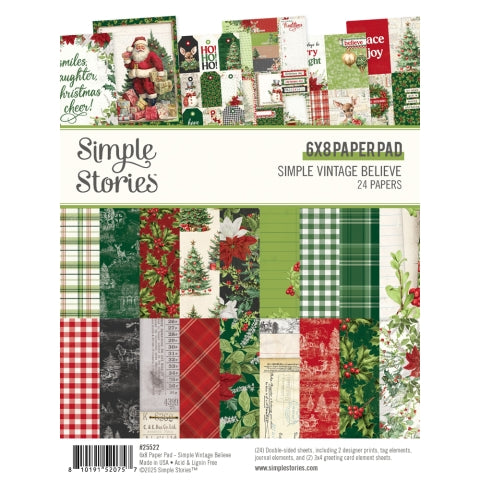 6x8 Simple Vintage paper pad with a vintage Christmas theme.