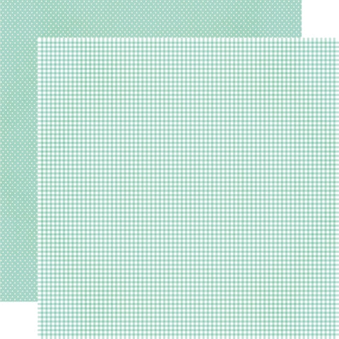 robin's egg green checkered paper with a small dot pattern reverse.