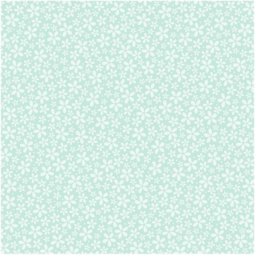 Mint green background with small white floral pattern